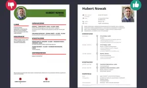 Przykładowe CV po polsku z sekcjami: dane, doświadczenie, wykształcenie, umiejętności.