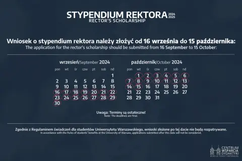 Kalendarz z zaznaczonymi datami od 16 września do 15 października 2024 r.