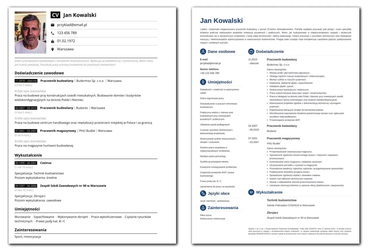 kiedy odręczne cv ma sens praca fizyczna