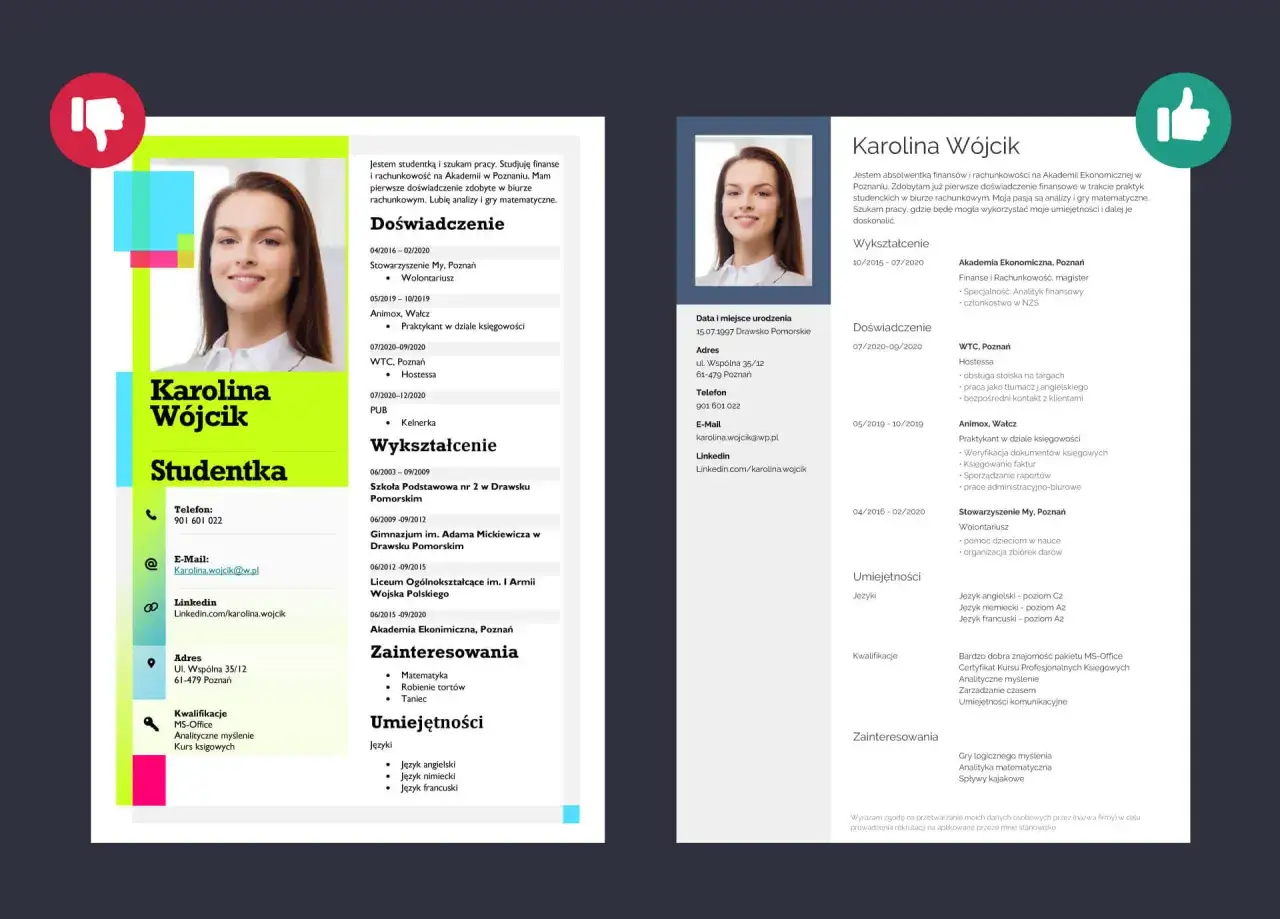 Student piszący CV