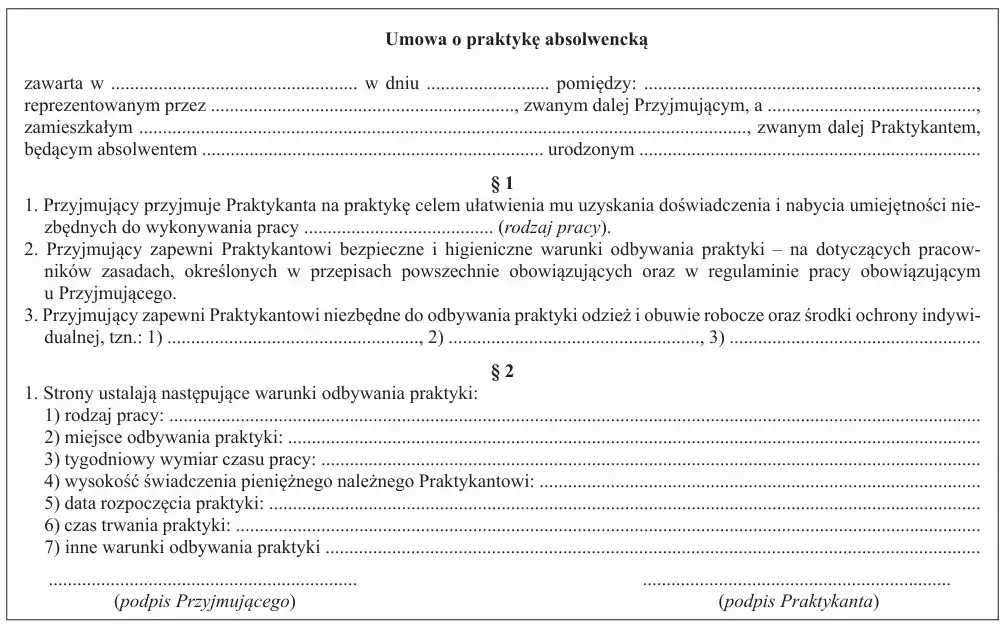 Por&oacute;wnanie umowa o praktykę absolwencką a umowa zlecenie