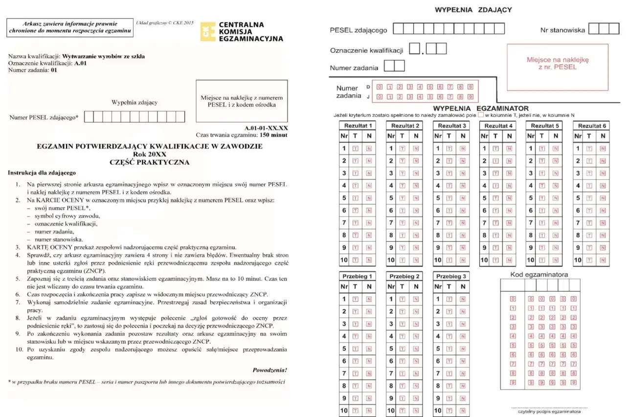 arkusz oceniania egzamin zawodowy praktyczny